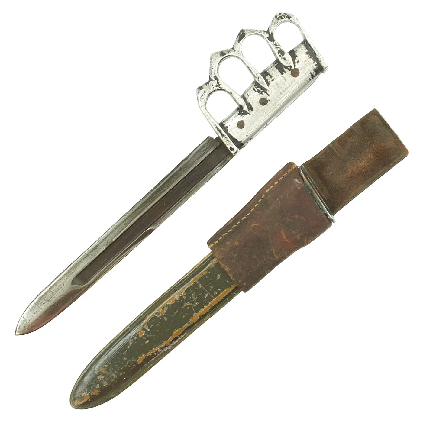 Original U.S. WWII Custom Knuckle Duster Fighting Knife As Seen in Book Signed By Author - Page 312