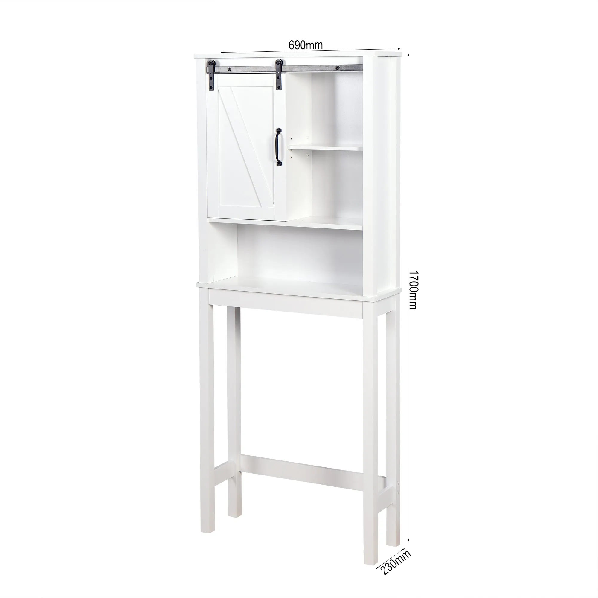 Over-the-Toilet Storage Cabinet, Space-Saving Bathroom Cabinet, with Adjustable Shelves and A Barn Door 27.16 x 9.06 x 67 inch