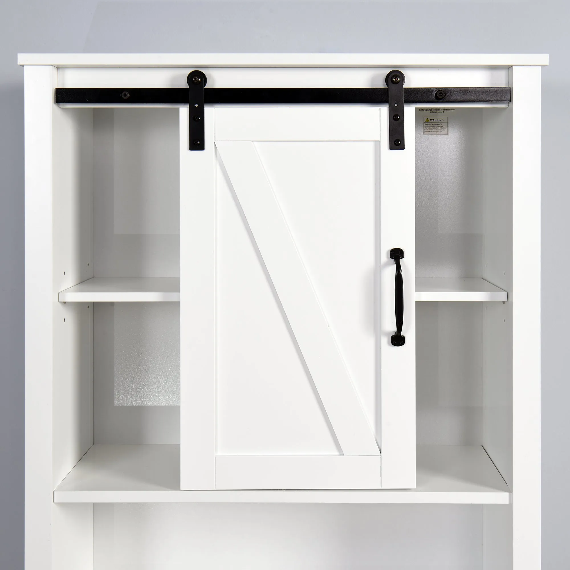 Over-the-Toilet Storage Cabinet, Space-Saving Bathroom Cabinet, with Adjustable Shelves and A Barn Door 27.16 x 9.06 x 67 inch