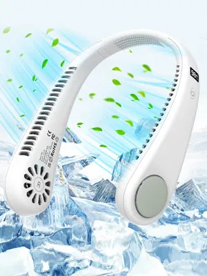 Personal Neck Fan, Portable Bladeless Quiet Fan with 4 Speeds, Rechargeable, LED Display