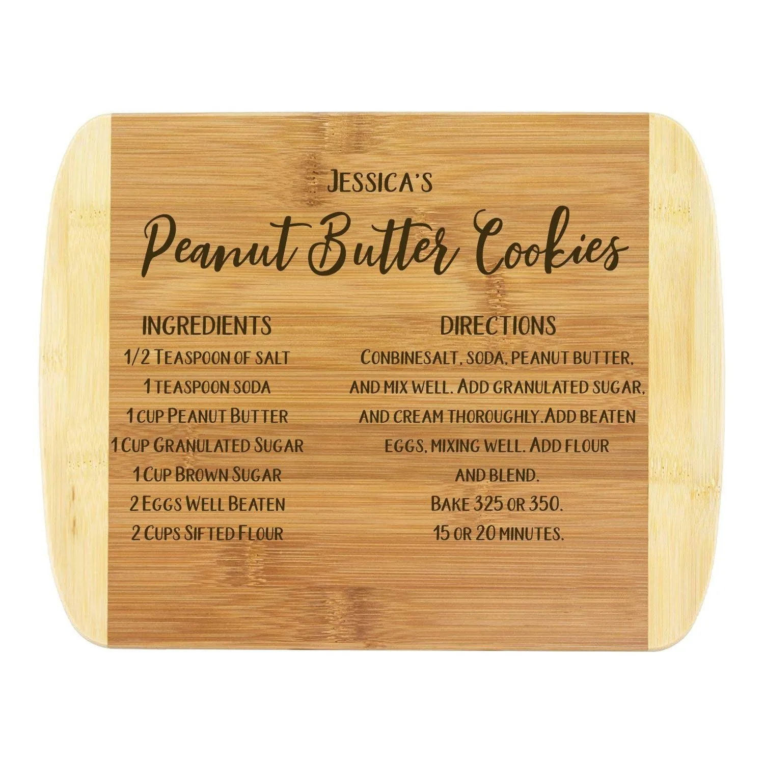 Personalized Wood Custom Typed Recipe Cutting Board Engraved | 11” x 8.75” x 0.5” | Family Recipe Heirloom | Grandma Mom Mother Gift