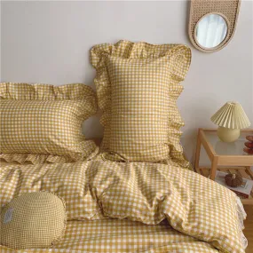 Plaid Ruffle Bedding Set