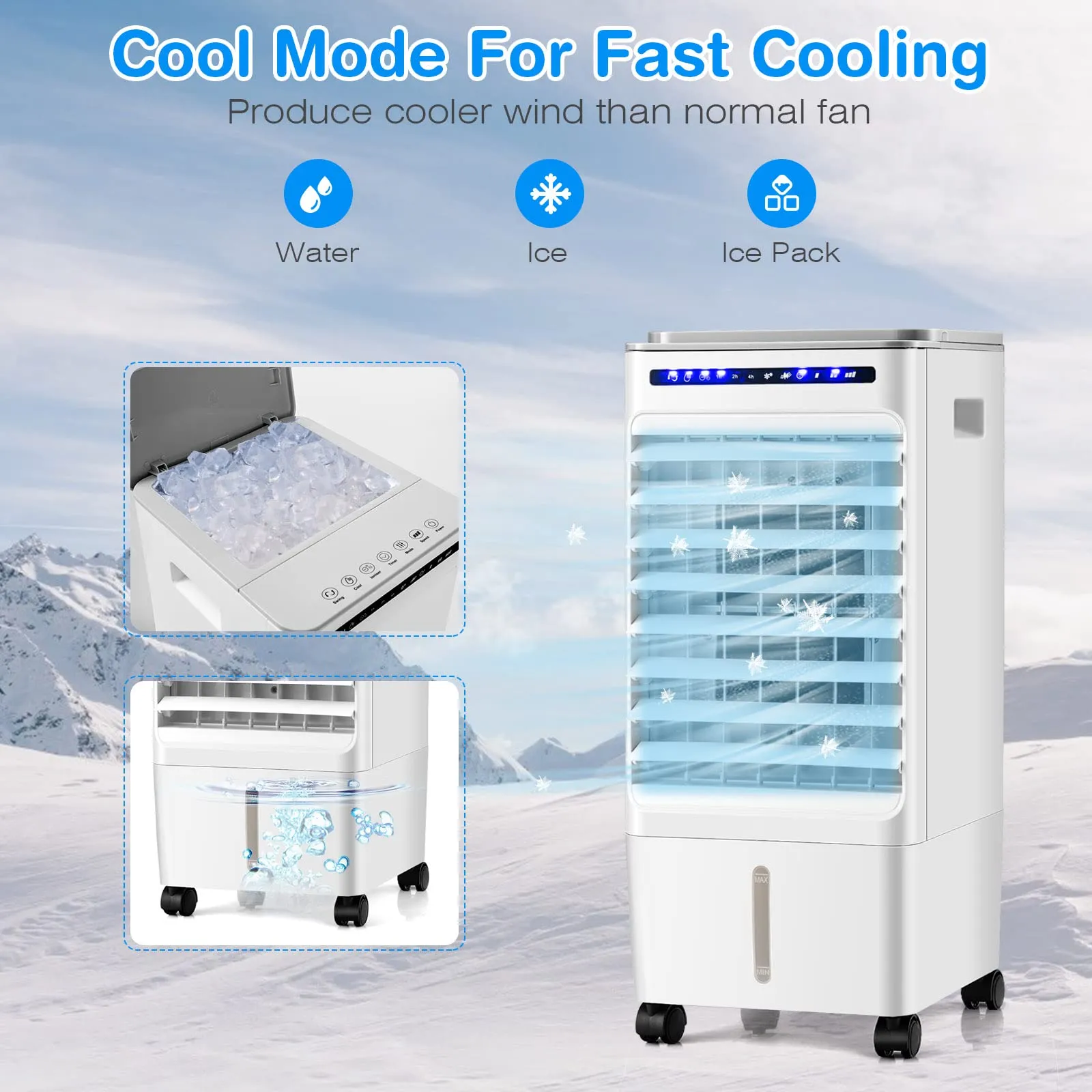 Portable Evaporative Air Cooler, 3 in 1 Swamp Cooler with Remote Control