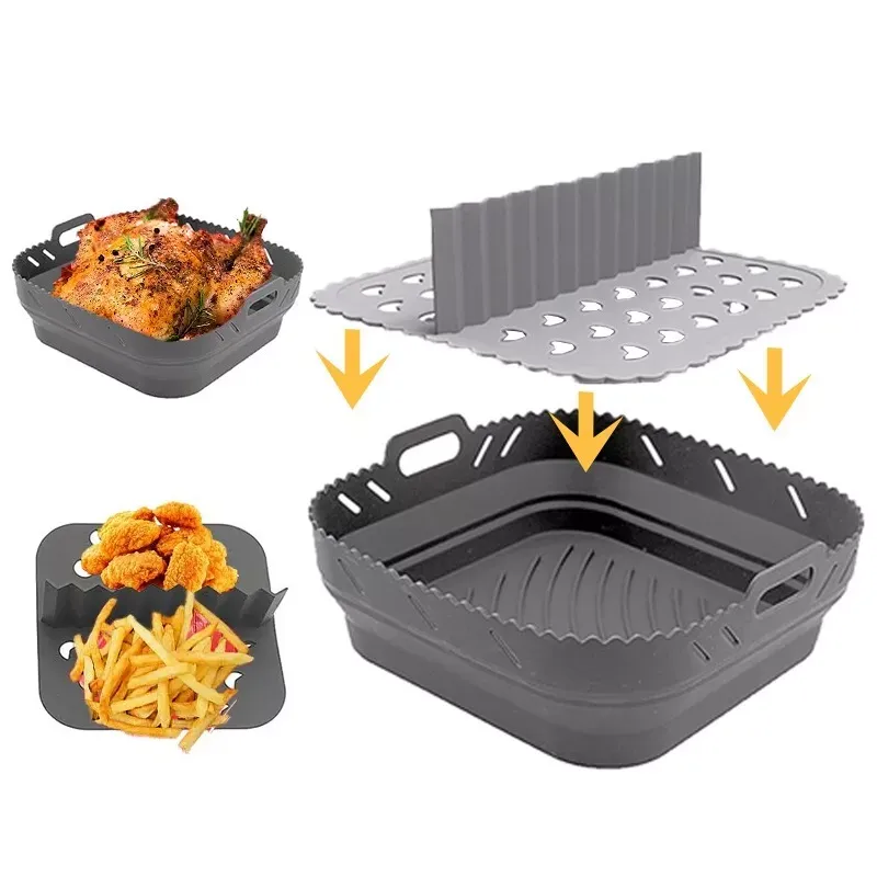 Premium Ultra Thick Silicone Air Fryer Liner With Divider