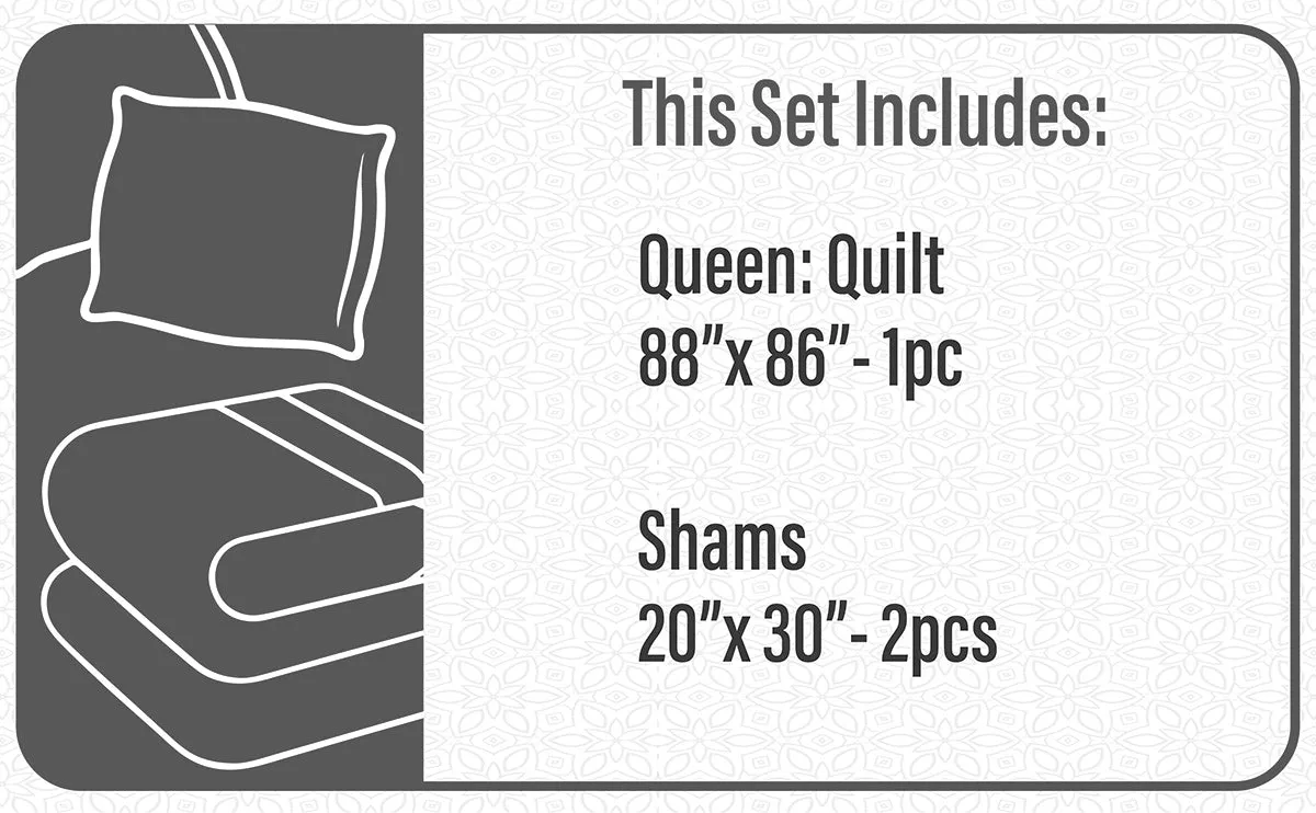 Quilt Bedding Set Woven 3 Piece Set Double/Queen Botanix