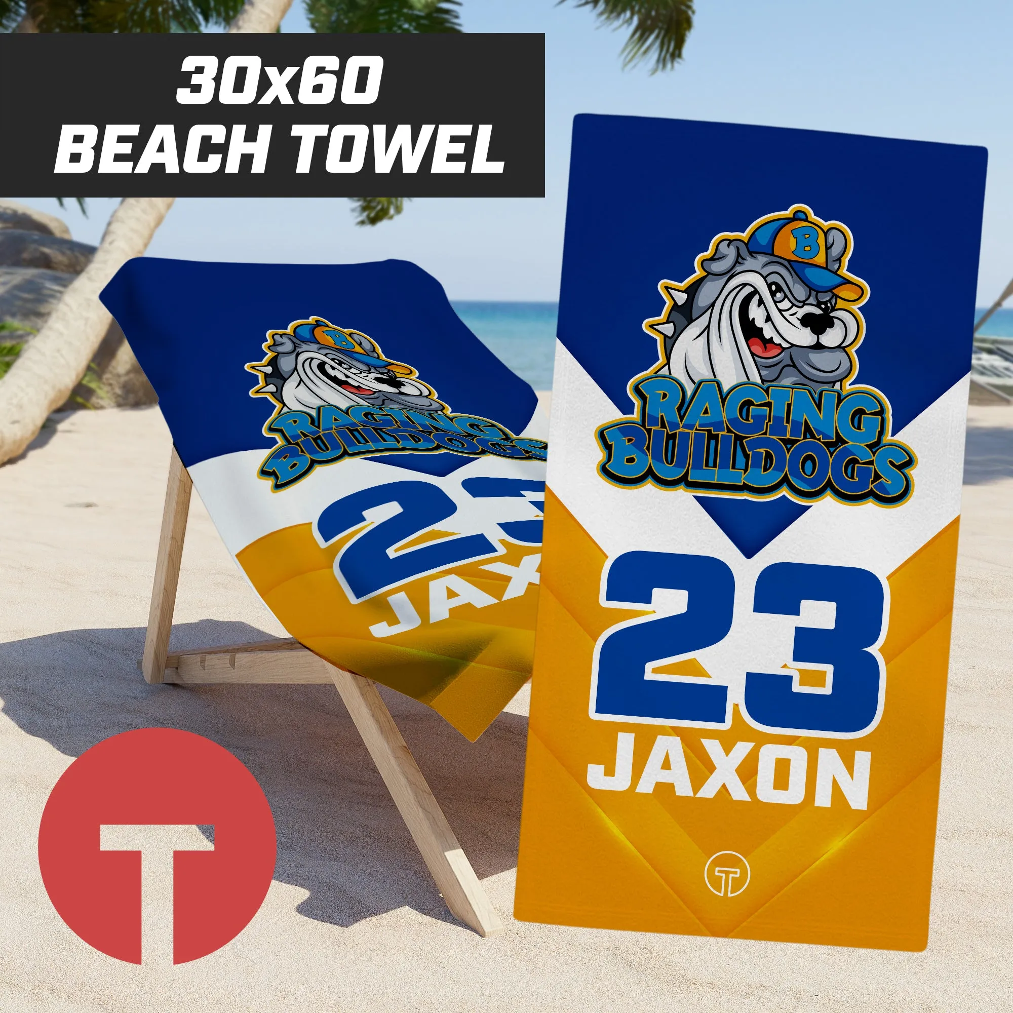 Raging Bulldogs - 30"x60" Beach Towel