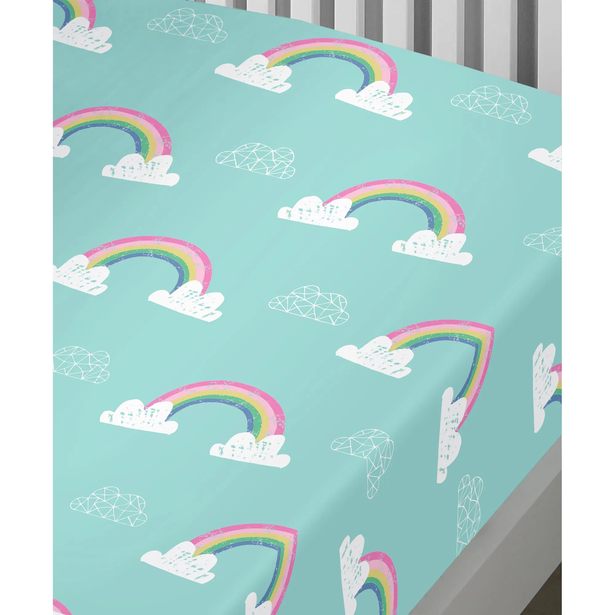 Rainbow Unicorn 25cm Fitted Bed Sheet by Bedlam in Multicolour