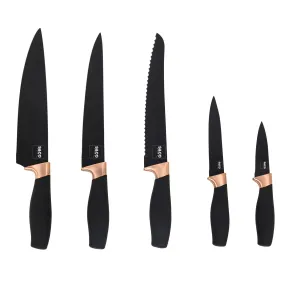 Safdie & Co. Premium Gourmet Kitchen 6PC Matt Black Knife Set With Acrylic Stand