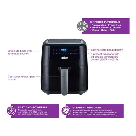 salton 多功能空气炸锅 XL Digital Air Fryer 5L 1400W