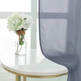 Sheer curtains for Living Room , Net curtains for balcony, pack of 2 curtains - Denim Blue