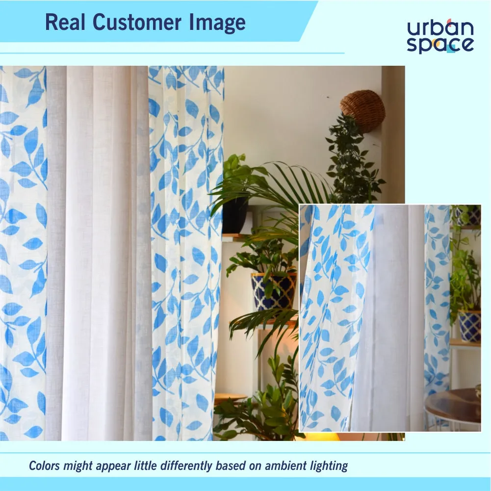 Sheer Curtains, Semi Transparent Curtains, Linen Textured Curtains for Living room, Pack of 2 Curtains, Petals