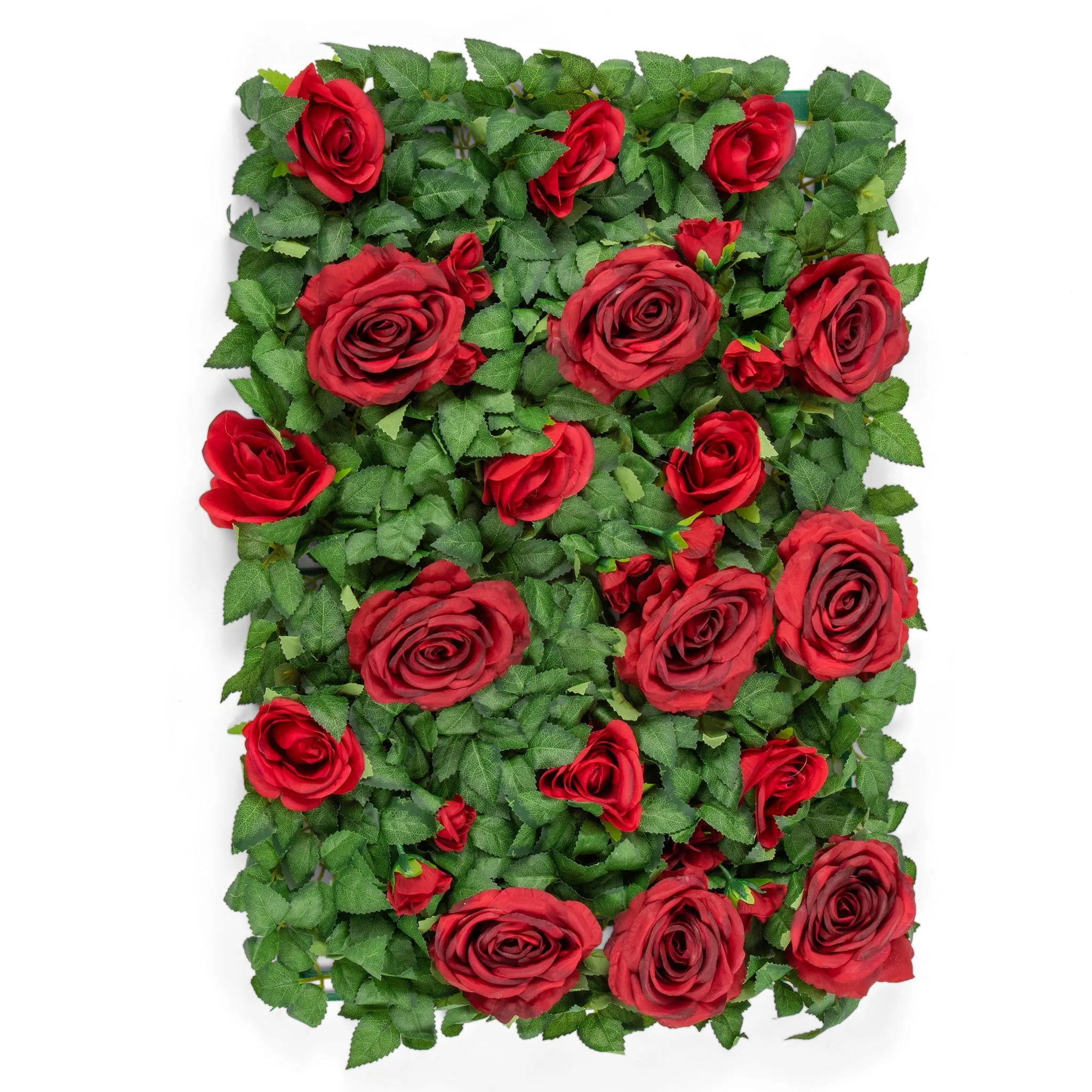 Silk Greenery with Roses Wall Backdrop Panel - Apple Red