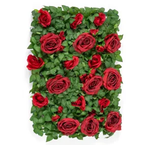 Silk Greenery with Roses Wall Backdrop Panel - Apple Red