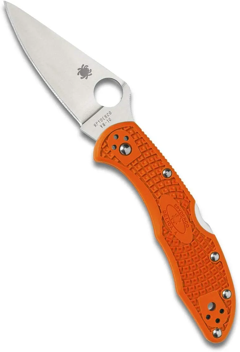 Spyderco, Delica 4 Lightweight 7.15" Signature Folding Knife with 2.90" Flat-Ground Steel Blade and High-Strength FRN Handle - PlainEdge Grind