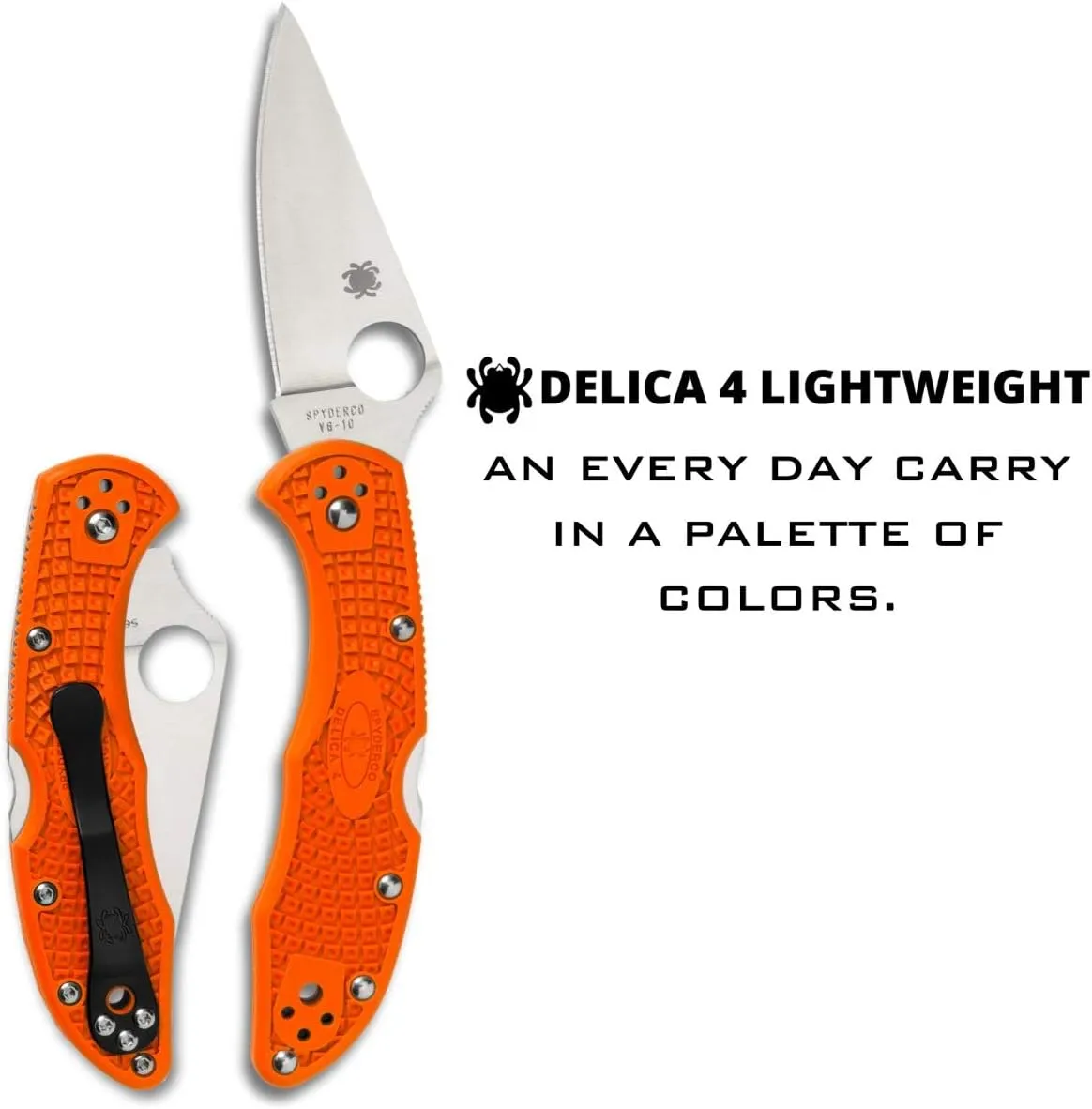 Spyderco, Delica 4 Lightweight 7.15" Signature Folding Knife with 2.90" Flat-Ground Steel Blade and High-Strength FRN Handle - PlainEdge Grind