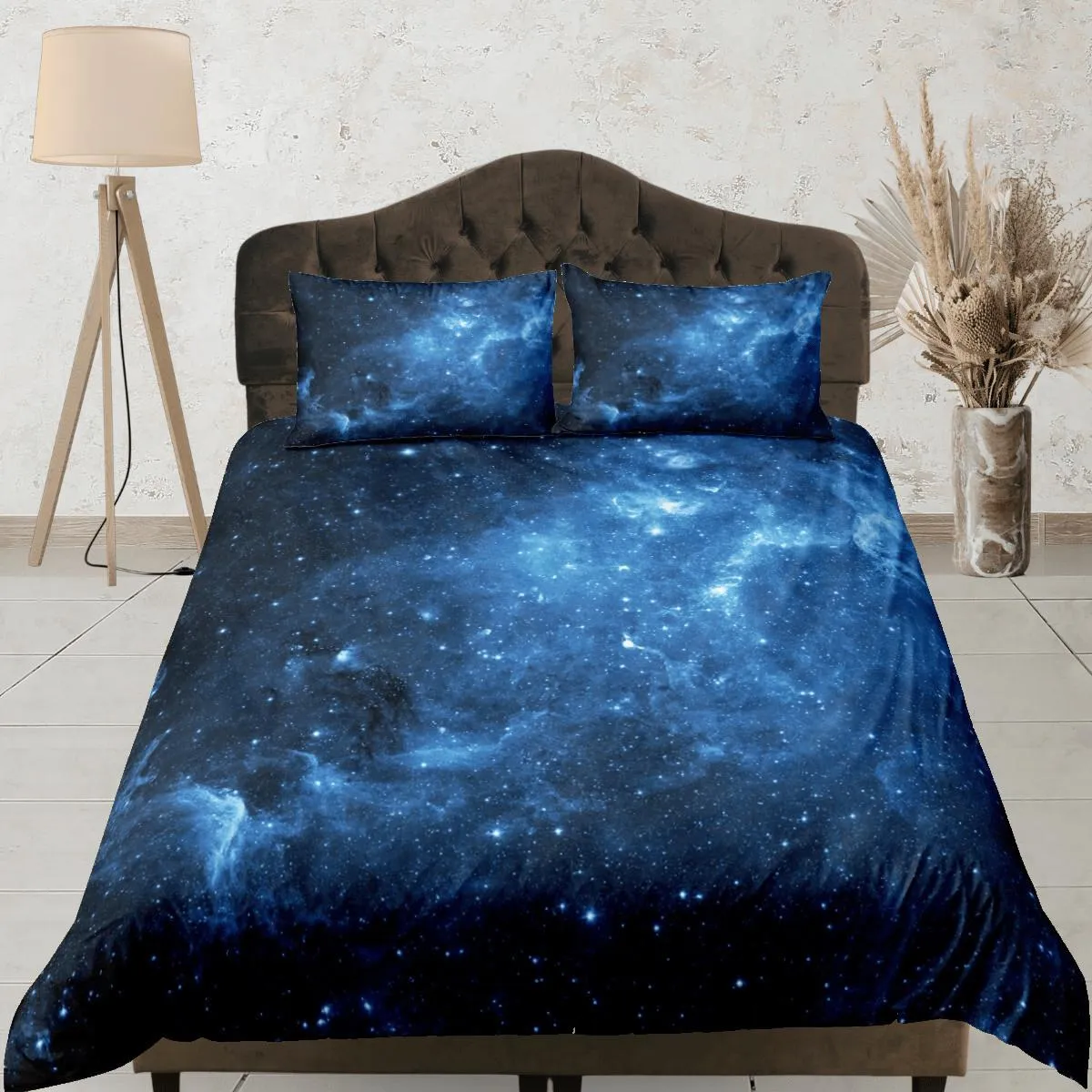 Stars blue galaxy bedding, 3D outer space bedding set full, cosmic duvet cover king, queen, dorm bedding, toddler bedding aesthetic duvet