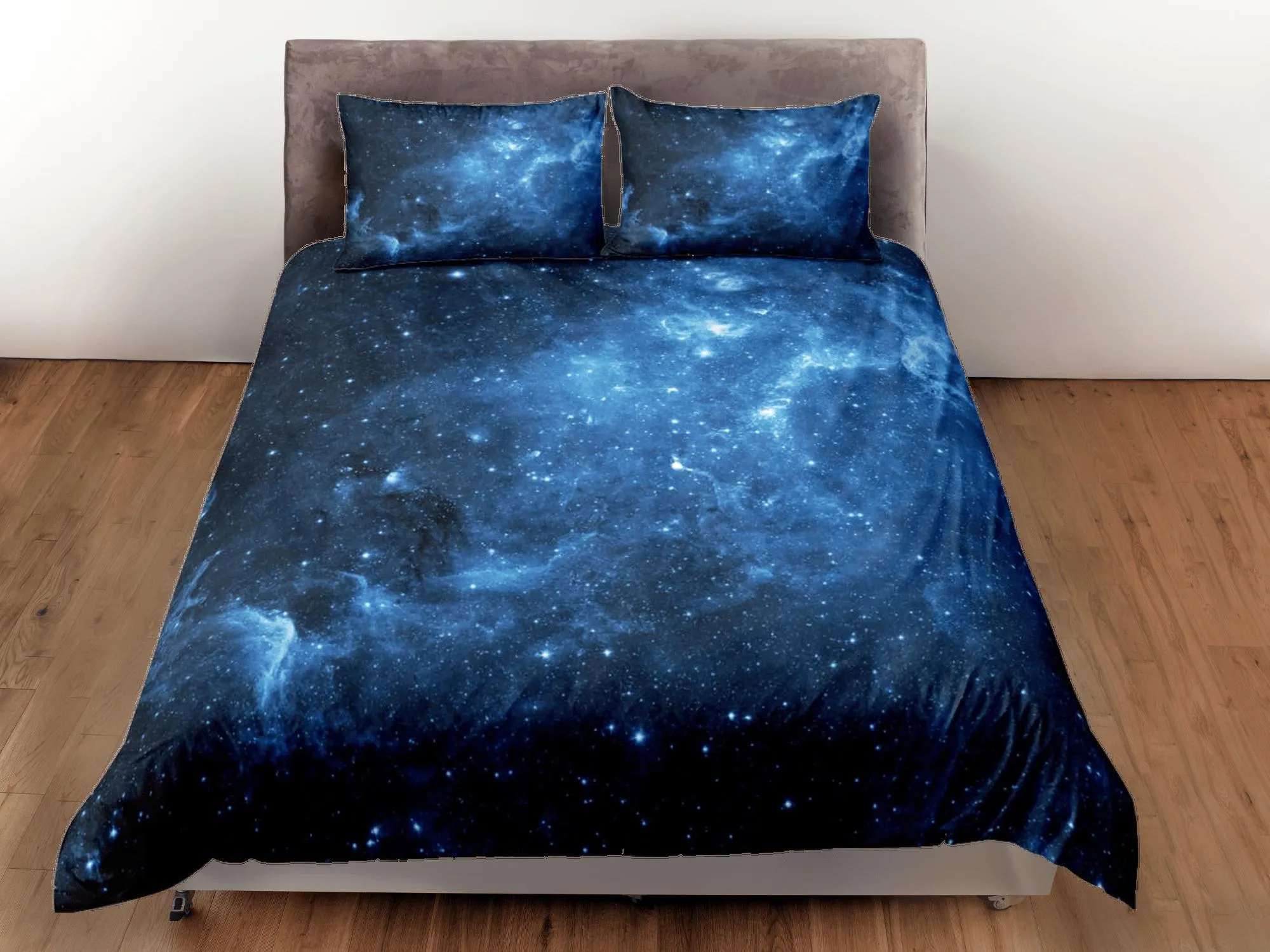 Stars blue galaxy bedding, 3D outer space bedding set full, cosmic duvet cover king, queen, dorm bedding, toddler bedding aesthetic duvet