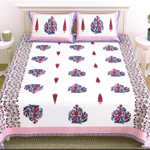 Surajmukhi Cotton Bedding Set With Pillow Covers | Double Size | 90 x 108 Inches