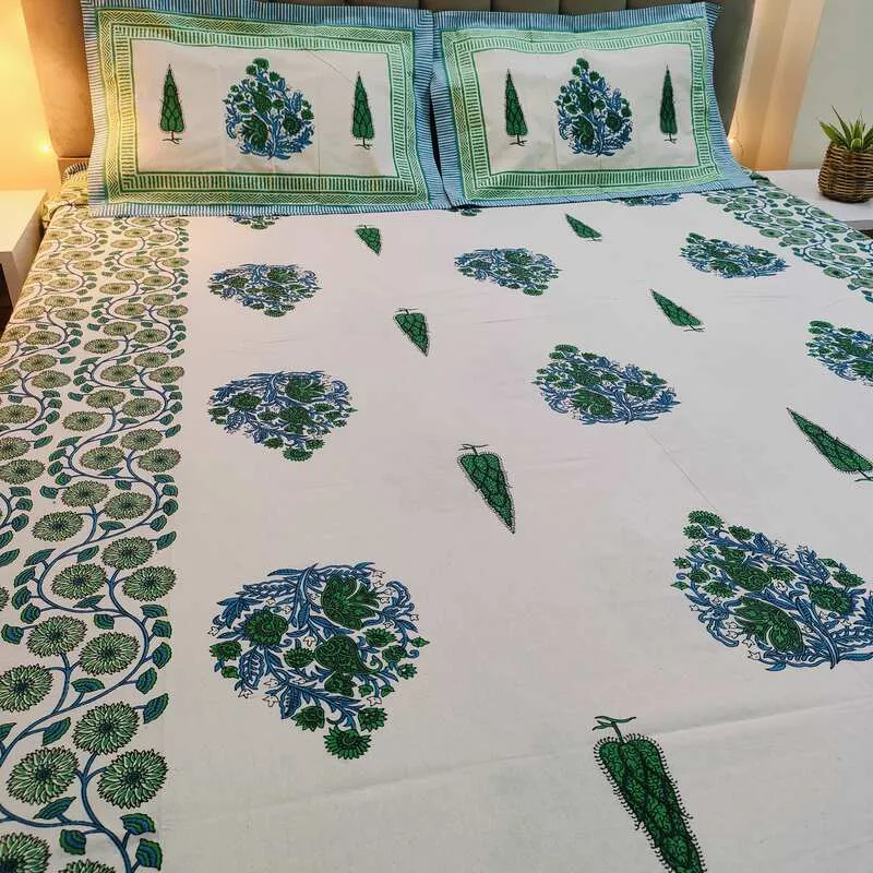 Surajmukhi Cotton Bedding Set With Pillow Covers | Double Size | 90 x 108 Inches