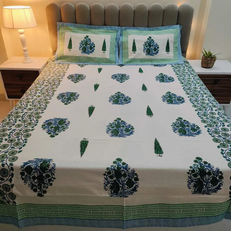 Surajmukhi Cotton Bedding Set With Pillow Covers | Double Size | 90 x 108 Inches