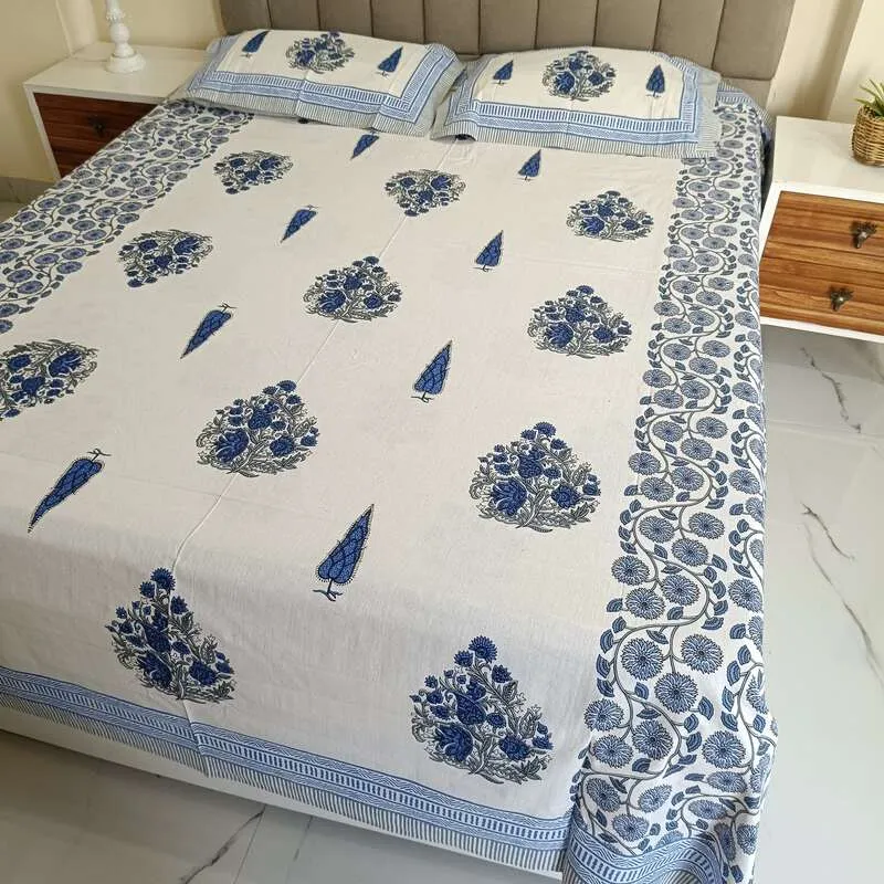 Surajmukhi Cotton Bedding Set With Pillow Covers | Double Size | 90 x 108 Inches