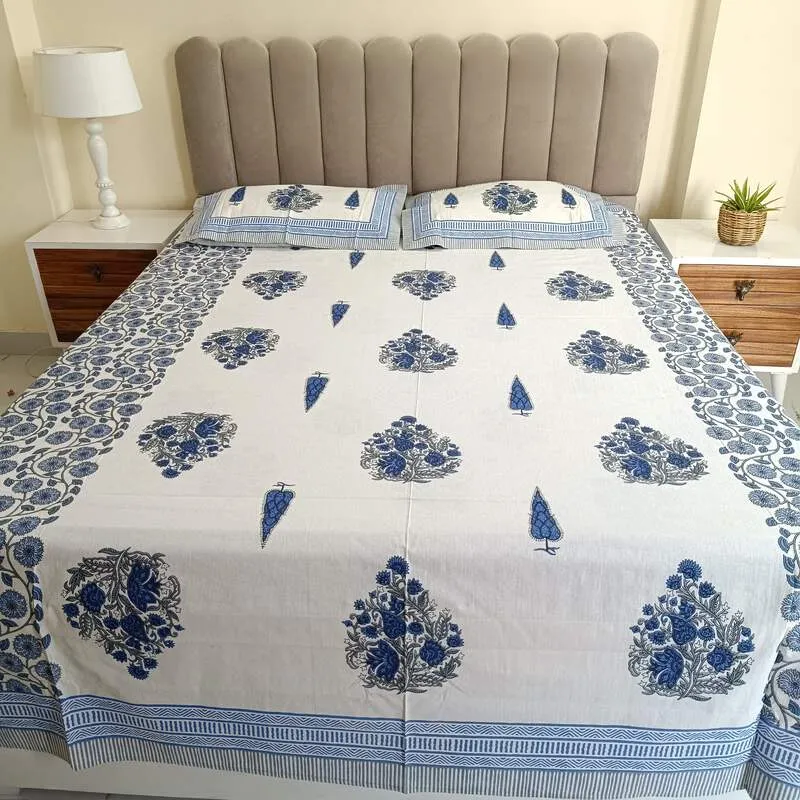 Surajmukhi Cotton Bedding Set With Pillow Covers | Double Size | 90 x 108 Inches