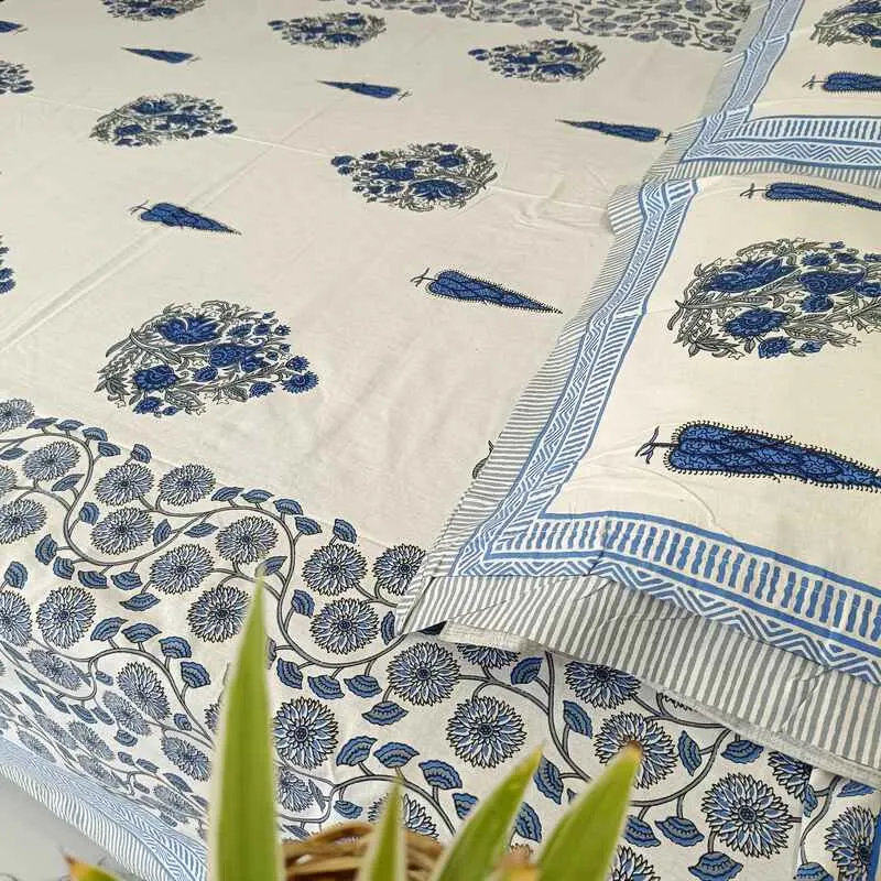 Surajmukhi Cotton Bedding Set With Pillow Covers | Double Size | 90 x 108 Inches