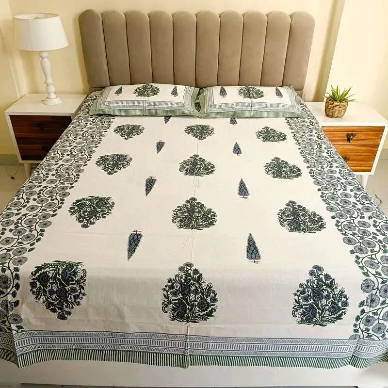 Surajmukhi Cotton Bedding Set With Pillow Covers | Double Size | 90 x 108 Inches