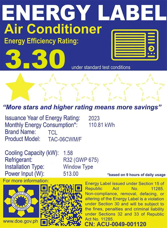 TAC-06CWM/F TCL 0.6HP WNDW AC TOP DISCHARGE