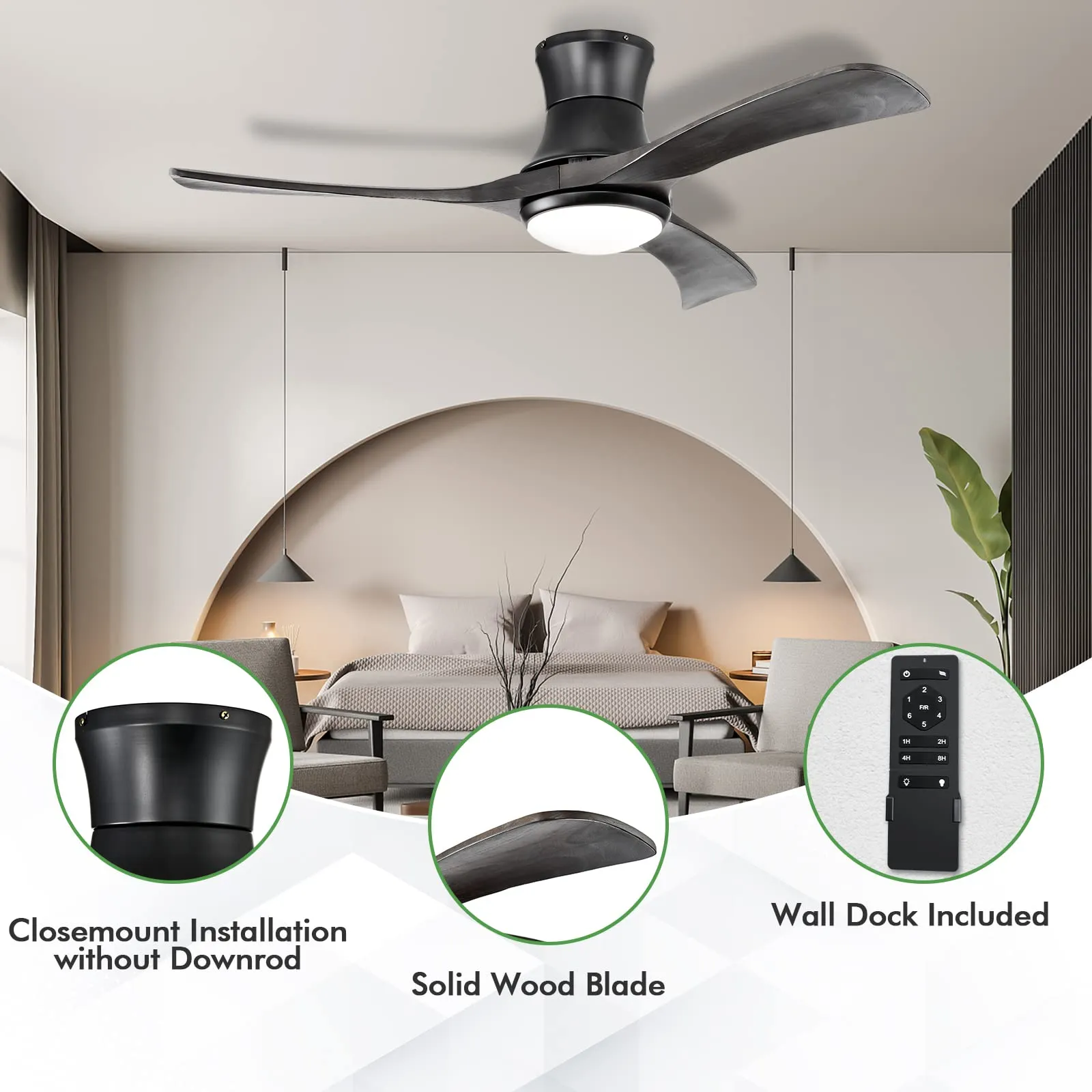 Tangkula 52 Inches Ceiling Fan with LED Light and Remote Control