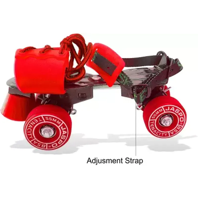 Tenacity Adjustable Rubber Wheel Skates for Senior (6-14 years) | Size 1-8 UK  (Red)