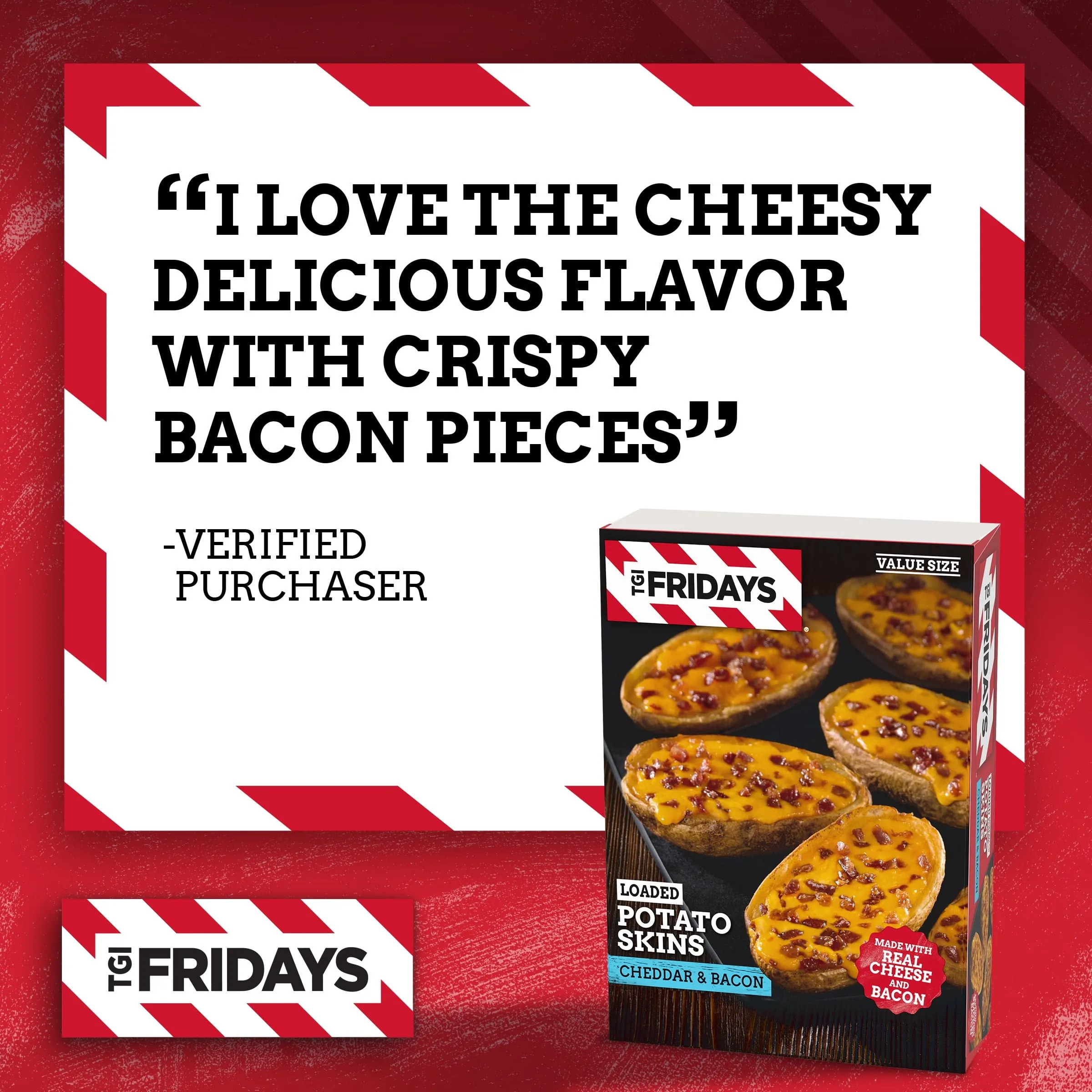 TGI Fridays Loaded Cheddar & Bacon Potato Skins Value Size Frozen Snacks & Appetizers, 22.3 oz Box Giant