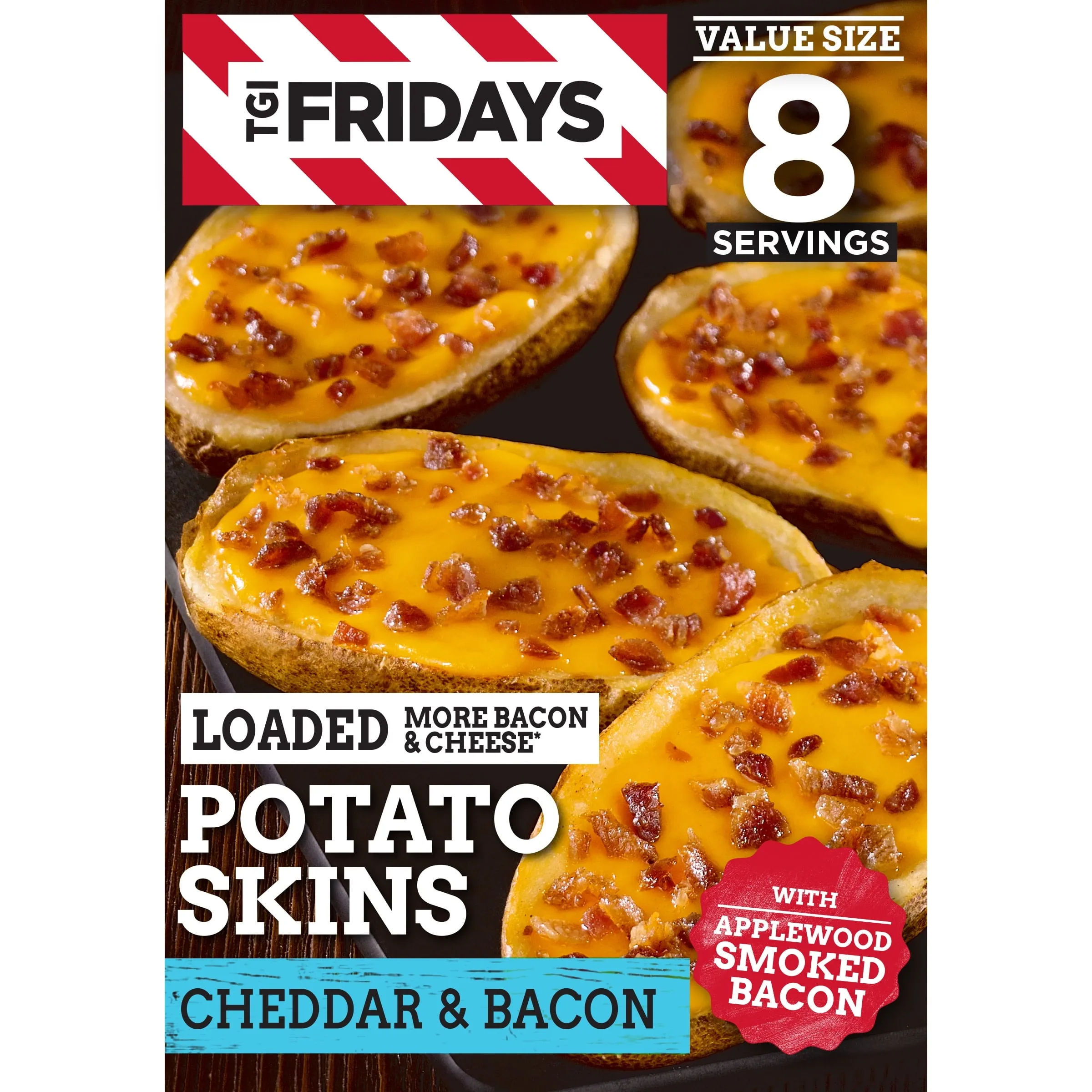 TGI Fridays Loaded Cheddar & Bacon Potato Skins Value Size Frozen Snacks & Appetizers, 22.3 oz Box Giant