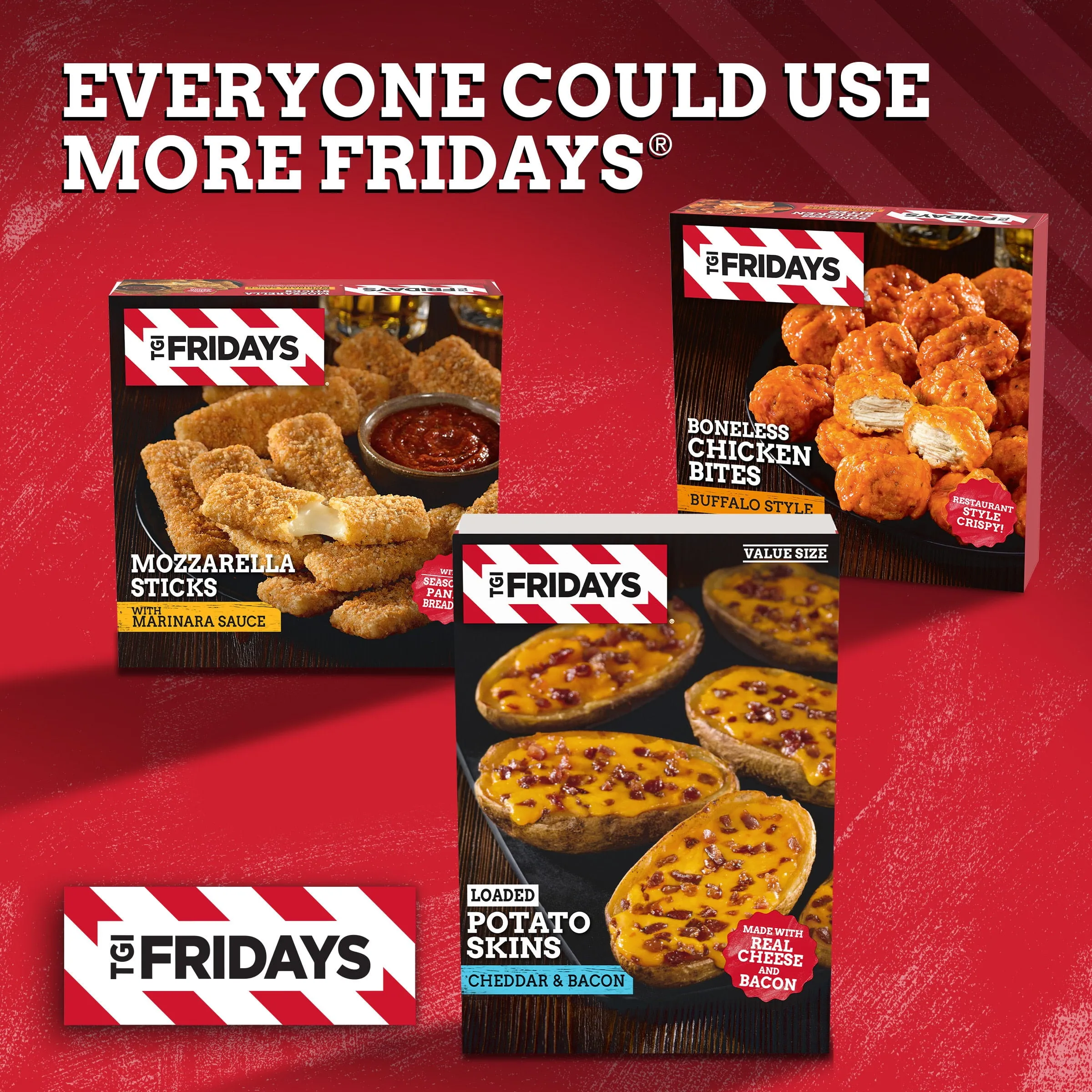 TGI Fridays Loaded Cheddar & Bacon Potato Skins Value Size Frozen Snacks & Appetizers, 22.3 oz Box Giant