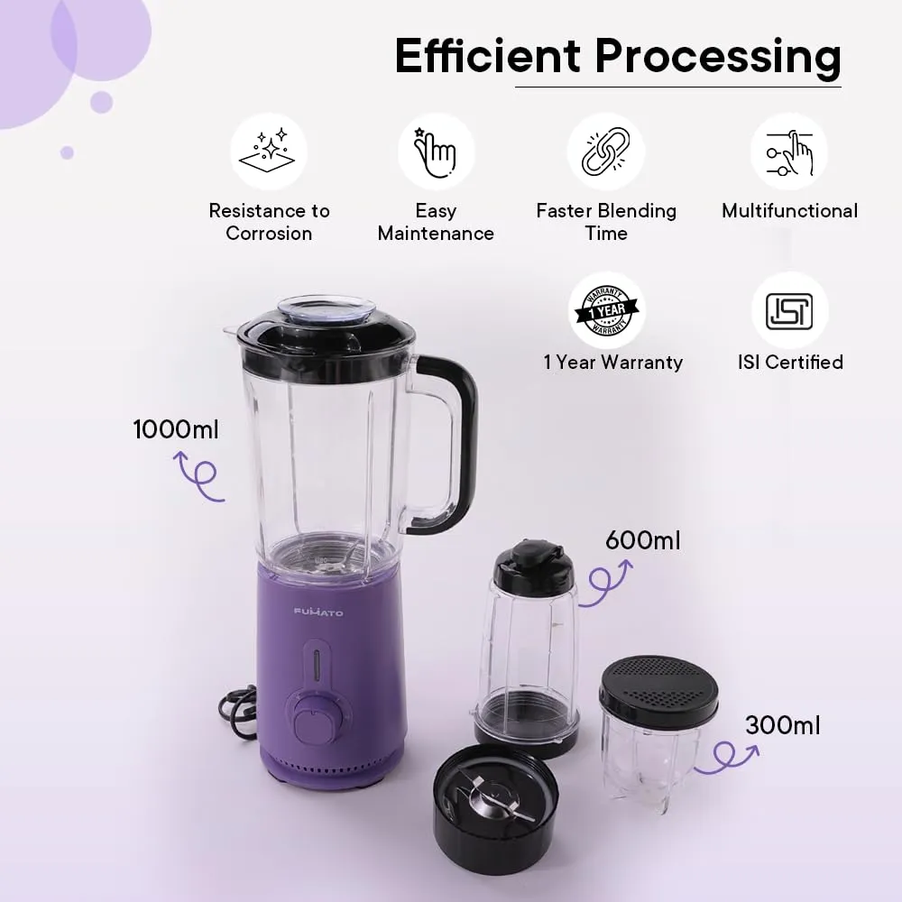 The Better Home Fumato Anniversary, Wedding Gifts For Couples- 12 Presets Digital Air Fryer For Home 3 In 1 Mixer Grinder Blender House Warming Gifts 1 Year Warranty (Purple), 4.5 Liters, 1300 Watts