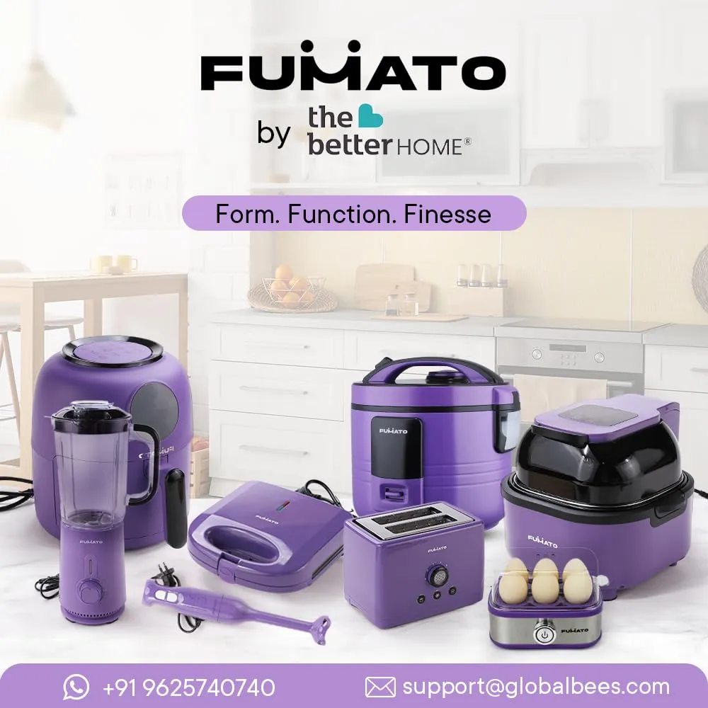 The Better Home Fumato Anniversary, Wedding Gifts For Couples- 12 Presets Digital Air Fryer For Home 3 In 1 Mixer Grinder Blender House Warming Gifts 1 Year Warranty (Purple), 4.5 Liters, 1300 Watts