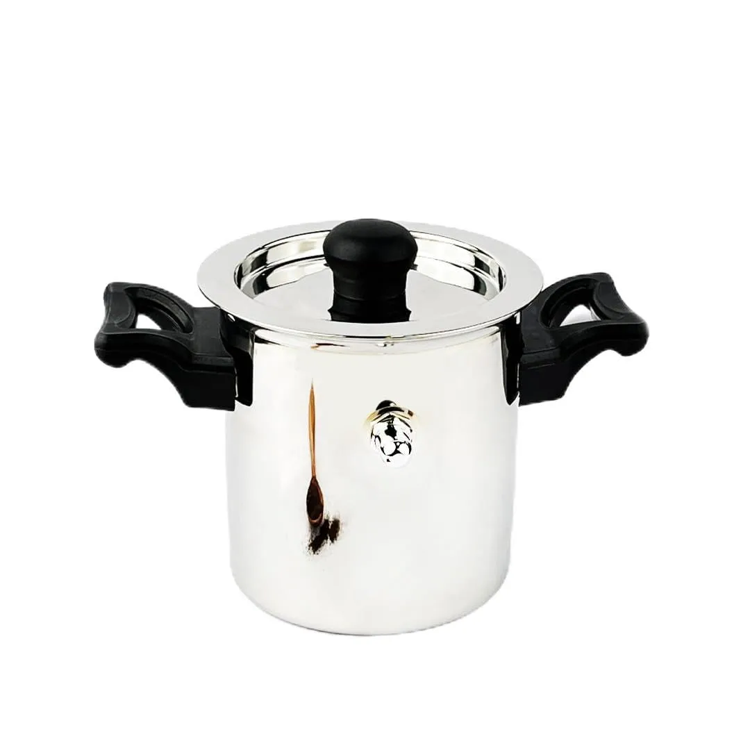 The Indus Valley Stainless Steel Milk Cooker/Boiler/Pot with Handle, Lid, Knob, Whistle | Small 13.5cm/5.3 inch, 1Ltr, 0.7kg | Induction Friendly | Nonstick, 100% Pure & Toxin-Free