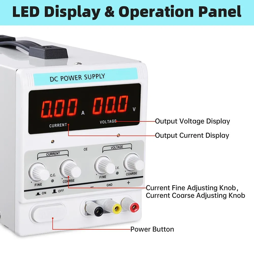 TheLAShop 30V 10A DC Power Supply Variable Accurate Converter 110V Input