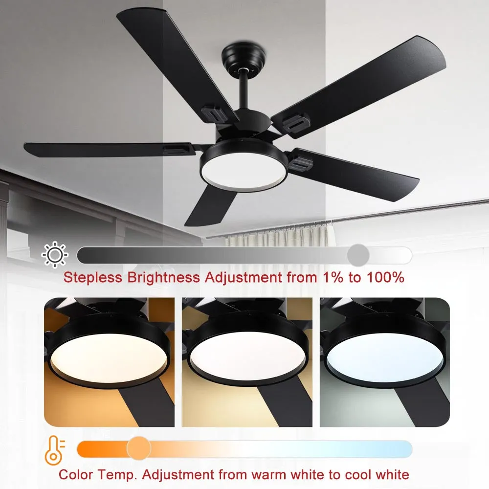 TheLAShop 52" Ceiling Fan with Lights Black 5-Blade Remote Control