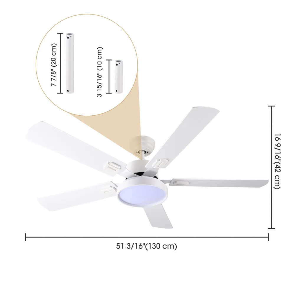 TheLAShop 52" Ceiling Fan with Lights White 5-Blade Remote Control