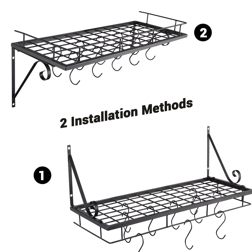 TheLAShop Wall Pots and Pans Rack Hanger w/ 10 Hooks