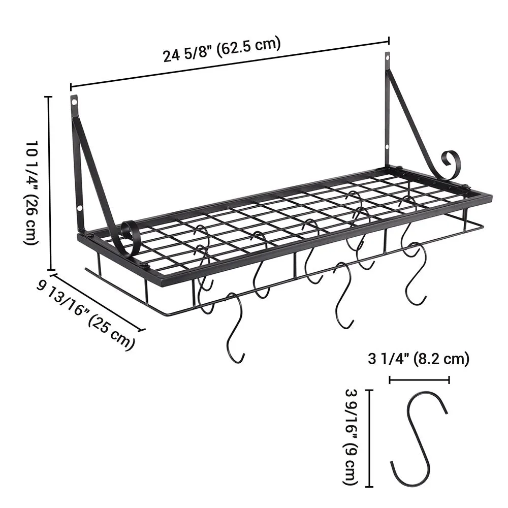 TheLAShop Wall Pots and Pans Rack Hanger w/ 10 Hooks