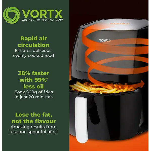 Tower T17072 Vortx Vizion 7 Litre Air Fryer With Digital Display