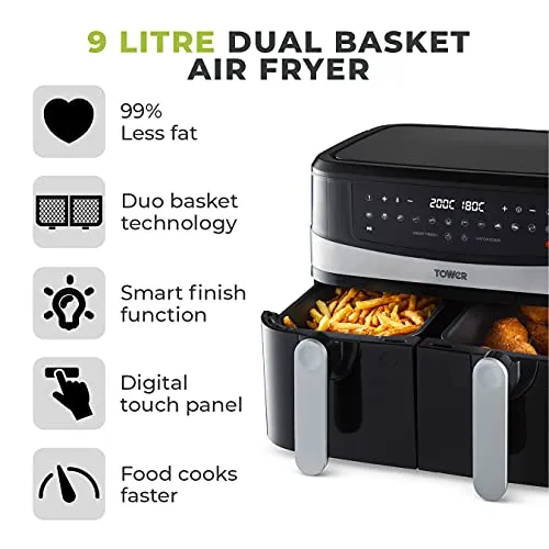 Tower T17088 Vortx 9L Duo Basket Air Fryer (New)