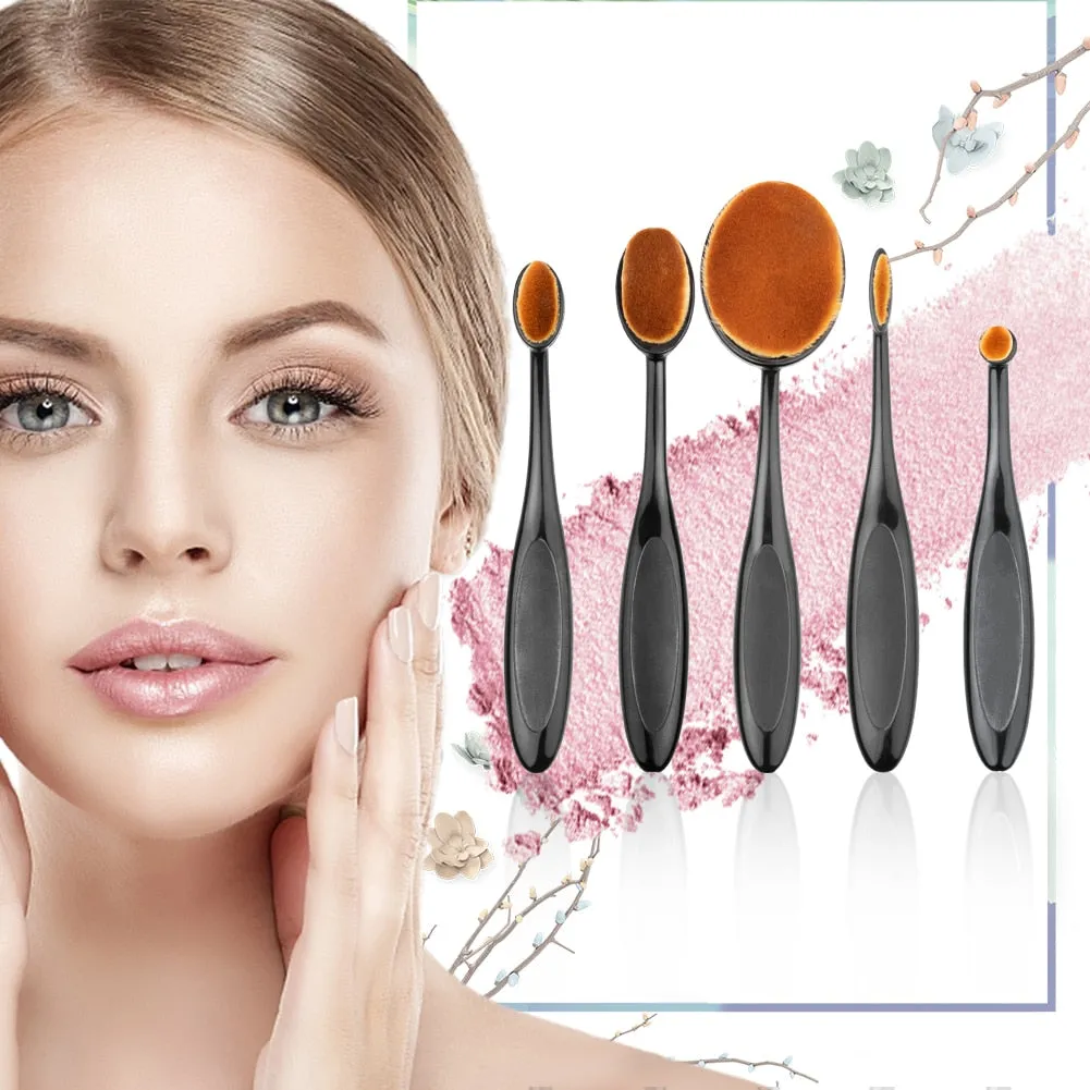 Trendy 5Pcs Oval Nylon Foundation Blending Brushes