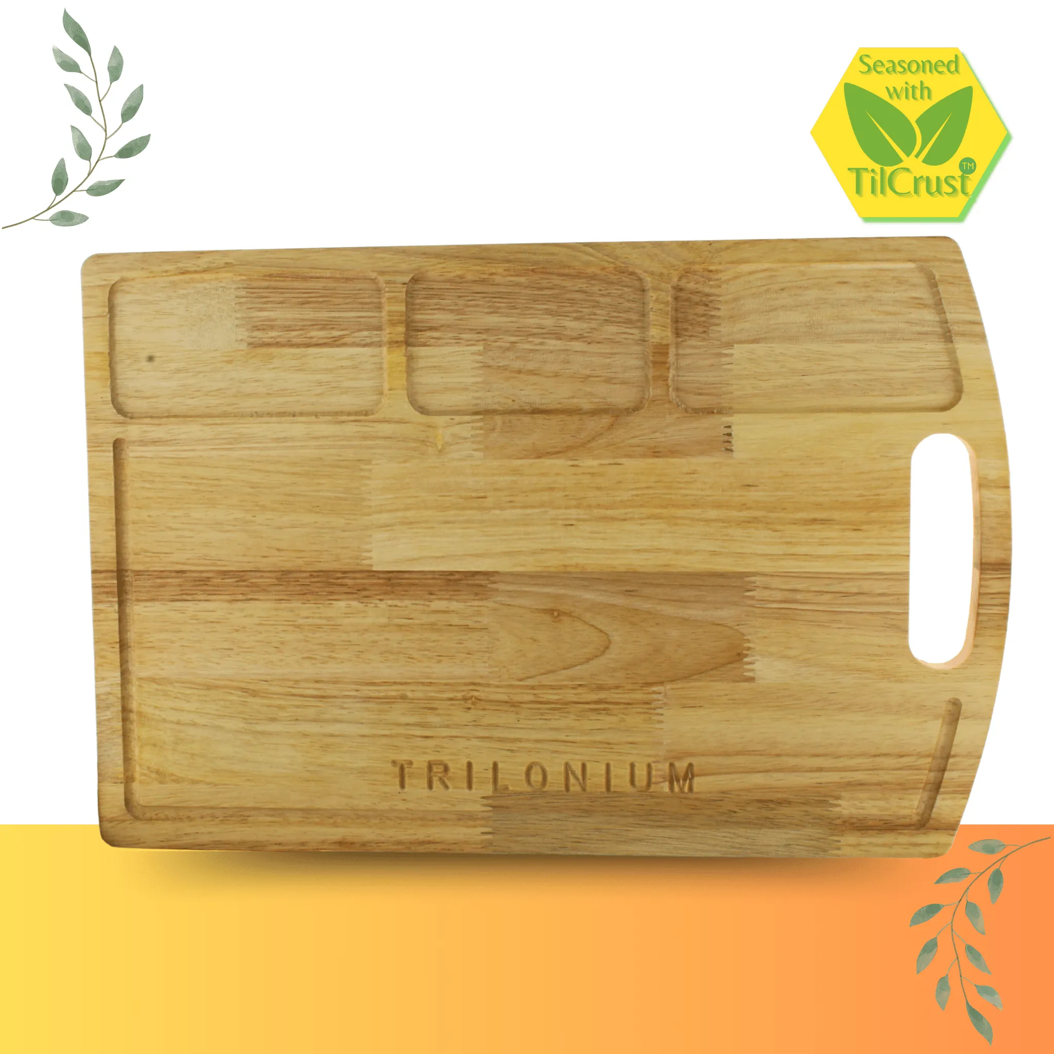 Trilonium Rubberwood Cutting Chopping board 17.25 x 11.5 inches