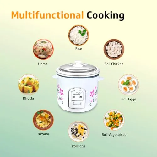 V-Guard VRC 1.8C Electric Rice Cooker, 1.8 Litre, 5 Year Heating Plate & 2 Year Product Warranty, Automatic Cooking with Warm & Cook Functions