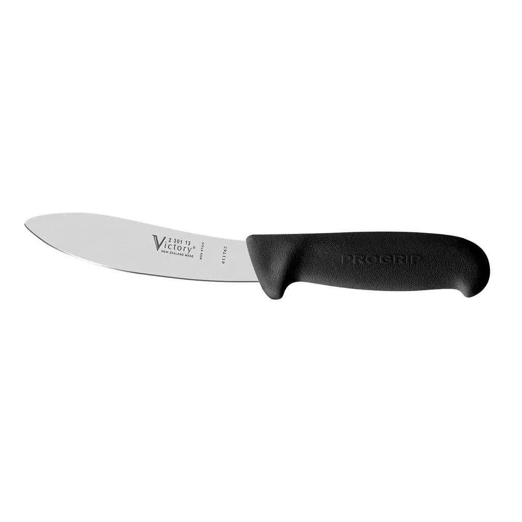 Victory Knives 13cm Stainless Steel Round Tip Skinning Knife - Black Handle