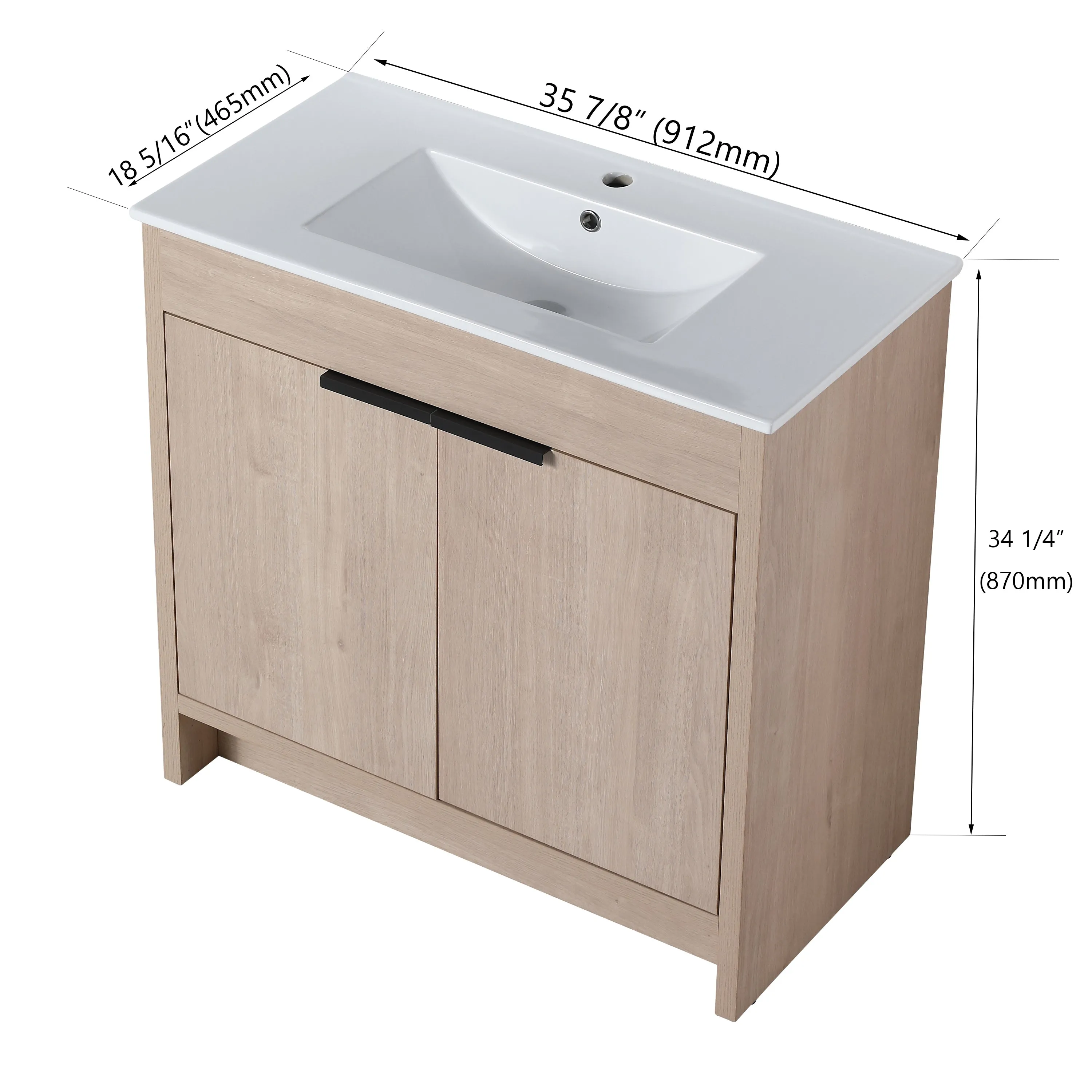 Walker Edison | 36 Inch Freestanding Bathroom Vanity