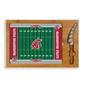 Washington State Cougars Football Field - Icon Glass Top Cutting Board & Knife Set